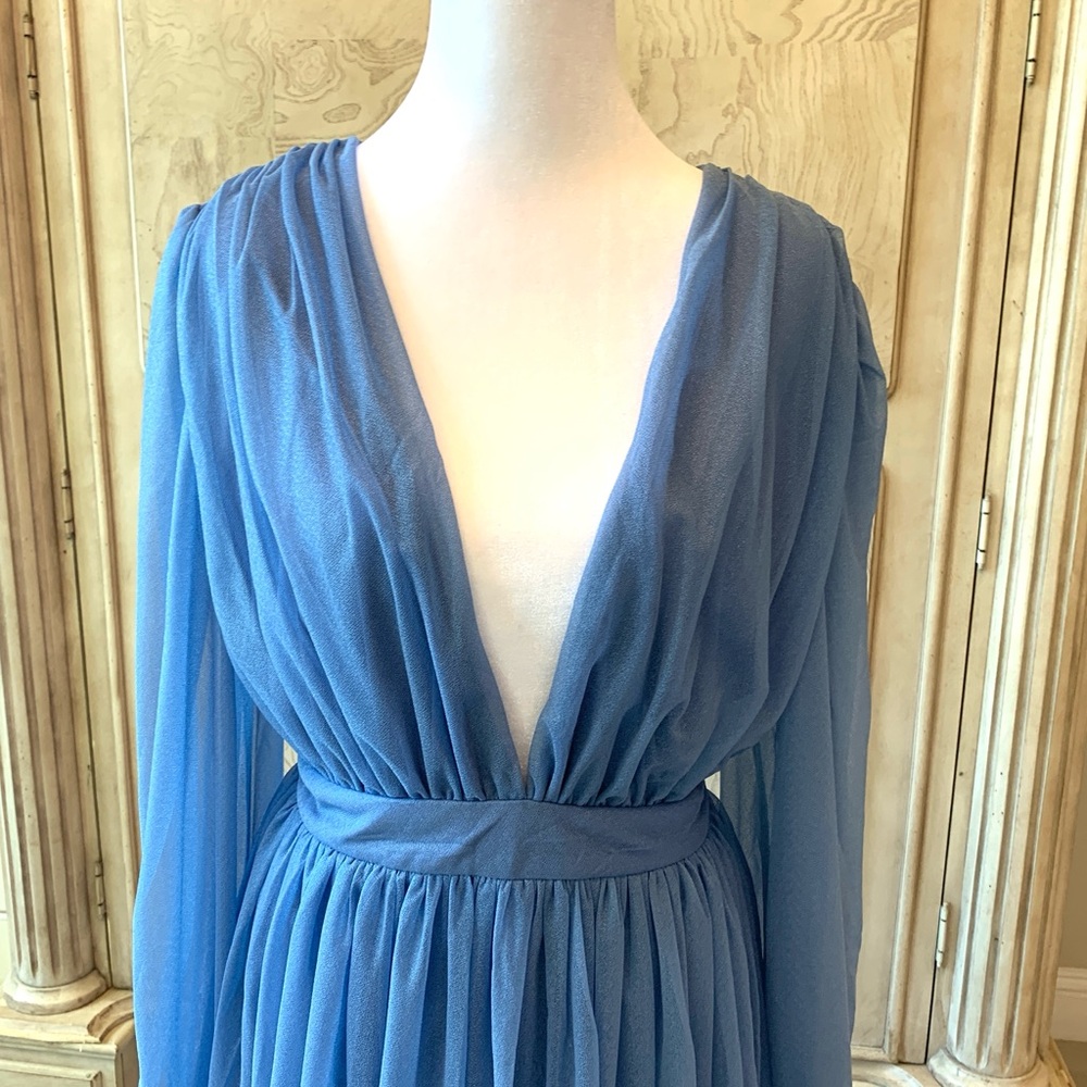 NEW, Blue Jumpsuit, Blue Romper, Long Sleeve Jumpsuit, Sheer Skirt, NWOT/Size XL - Picture 3 of 12
